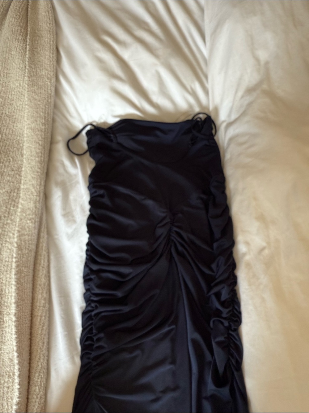 Meshki Black Slip Dress with Spaghetti Straps - Picture 4 of 6